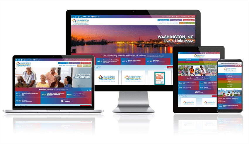 Washington Housing Authority responsive screen mockup