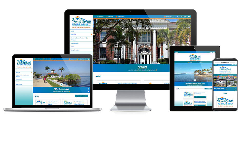 Responsive Screen Mockup of Punta Gorda Housing Authority Website