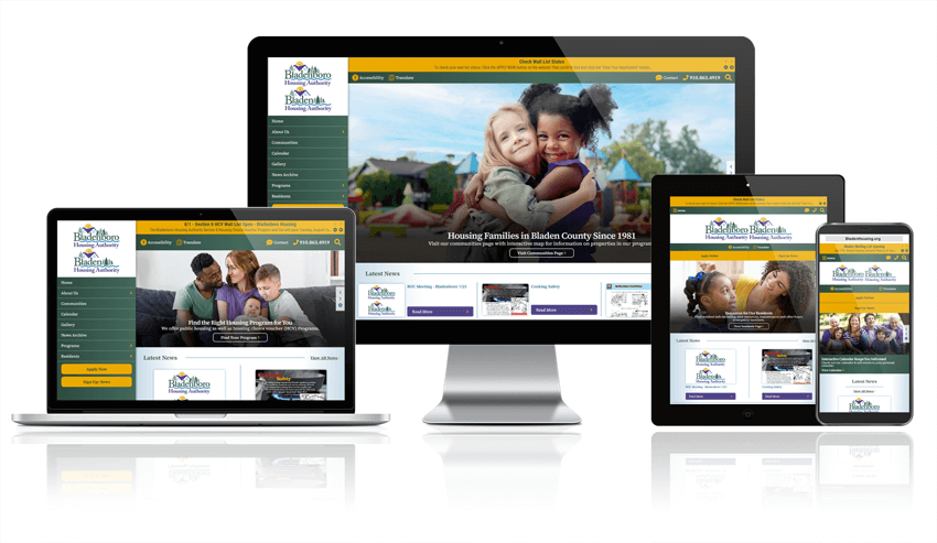 Bladen & Bladenboro Housing Authorities responsive website mockup