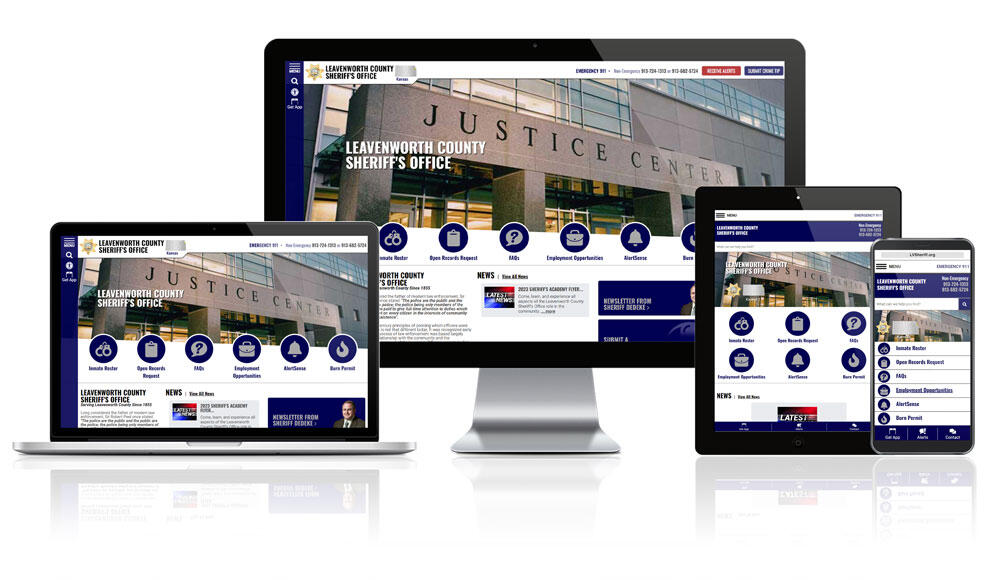 Leavenworth County Sheriff's Office website showcase on different devices.