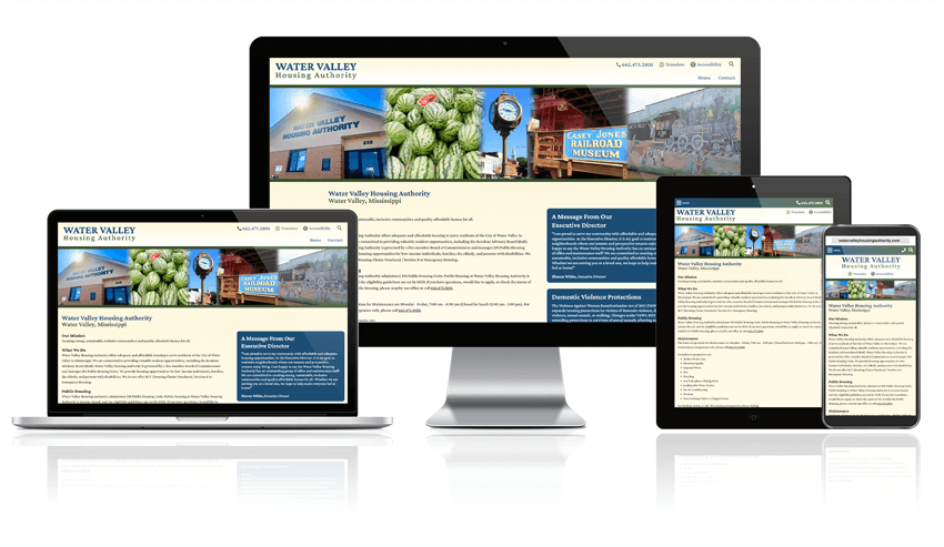 Water Valley Housing Authority responsive website mockup