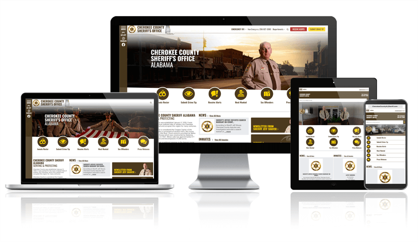 Showcase of Cherokee County, Alabama Sheriffs' website on different screen sizes.