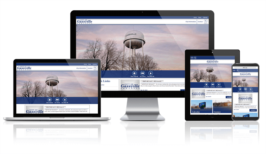 Responsive screens mockup for City of Gassville Website