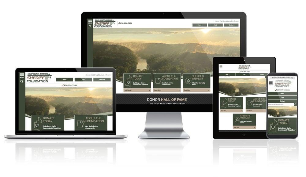 Responsive screens mockup for Sharp County Sheriff Foundation website.